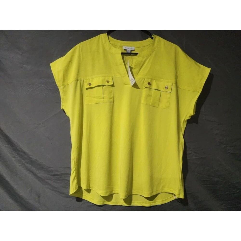 Calvin Klein Lime Green Cap Sleeve Blouse NWT